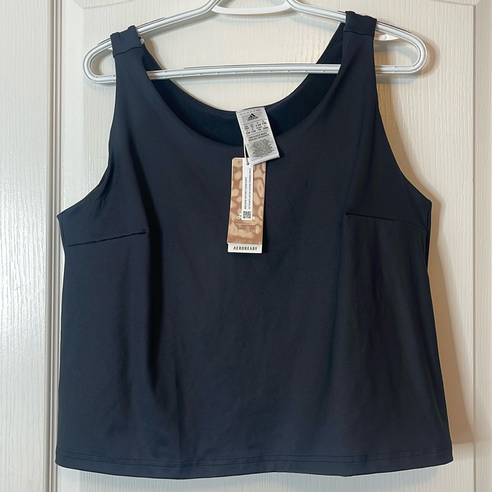 Adidas X 11 Honore Black Training Cropped Tank Top Built in Bra Size 1X